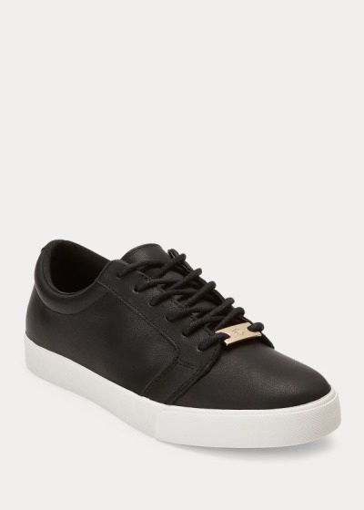 Zapatillas Ralph Lauren Mujer Negros - Reaba Leather - NLVDS6704